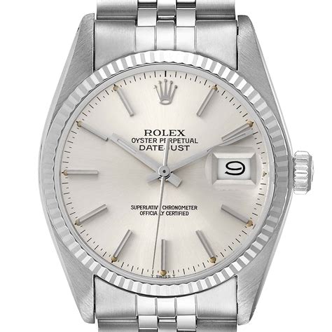 rolex men's datejust 16014 stainless steel white stick watch|Rolex 16014 for sale.